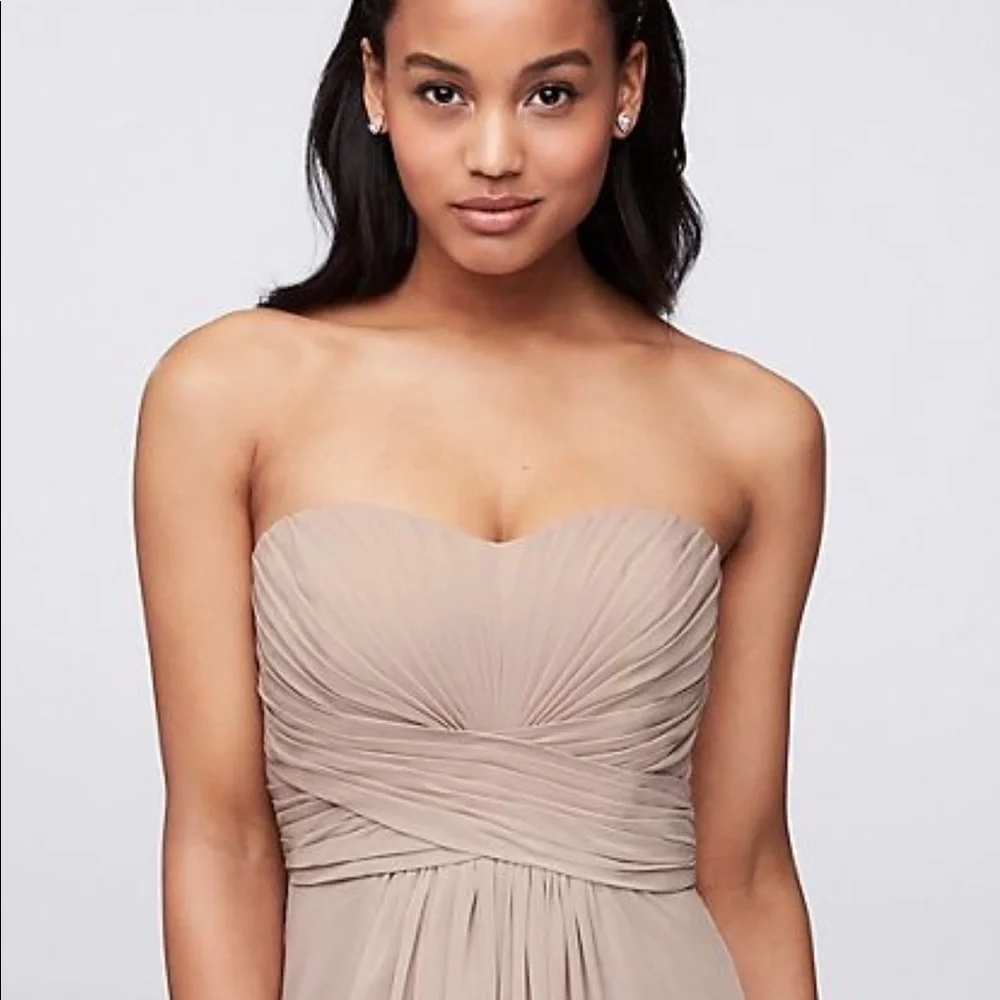 David's Bridal strapless chiffon dress